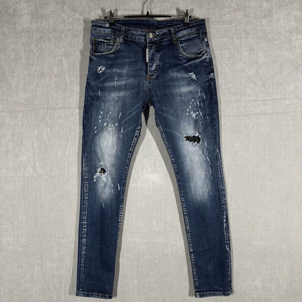 Dsquared2 Men Skater Jeans Sz IT 50 (Fits 31x28) Distressed Made In Italy